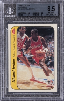 1986/87 Fleer Stickers #8 Michael Jordan Rookie Card - BGS NM-MT+ 8.5